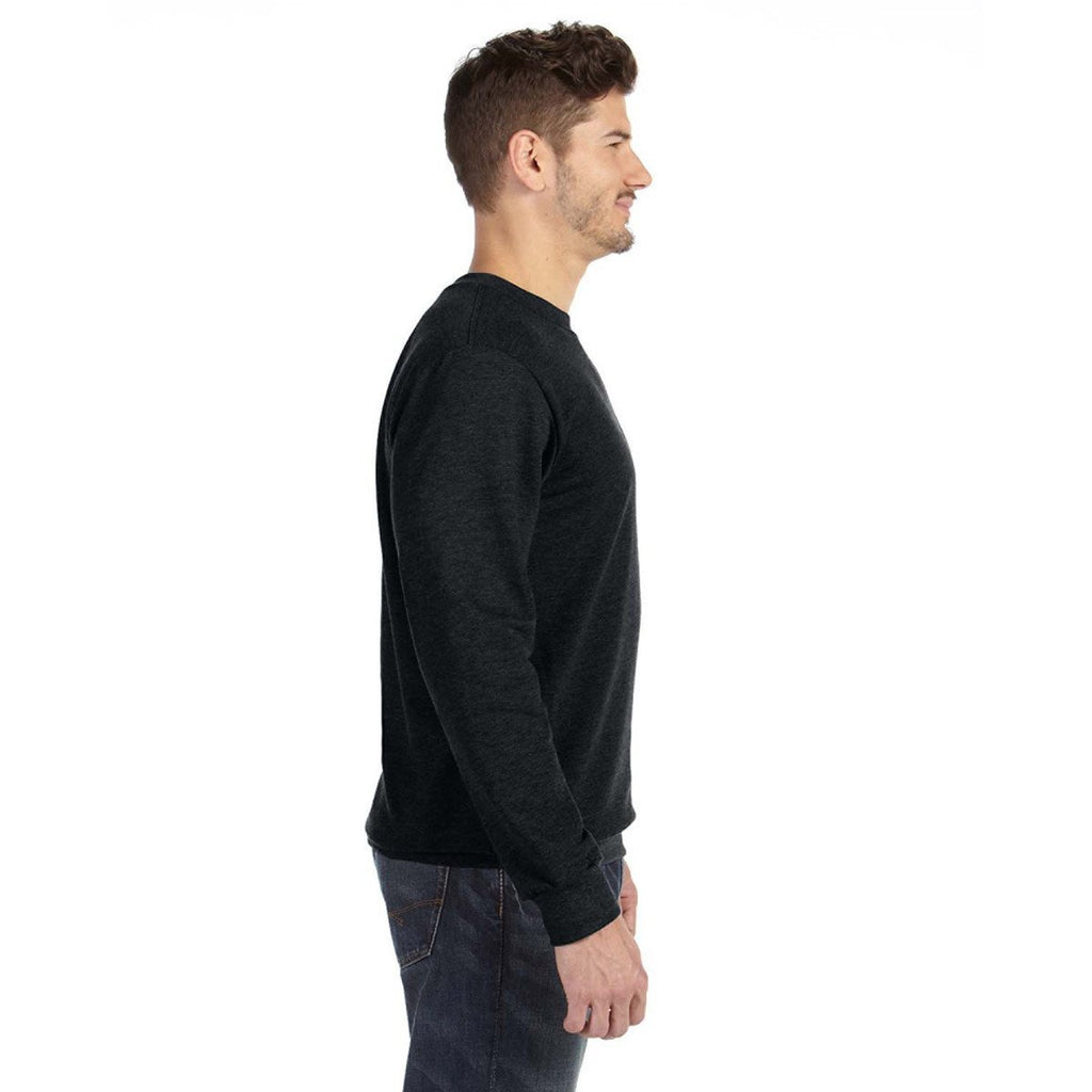 Anvil Men's Black Crewneck French Terry Sweatshirt