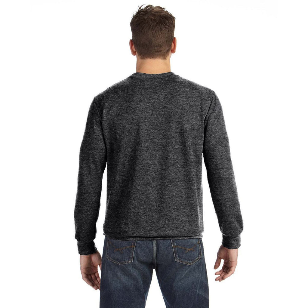 Anvil Men's Heather Dark Grey Crewneck French Terry Sweatshirt