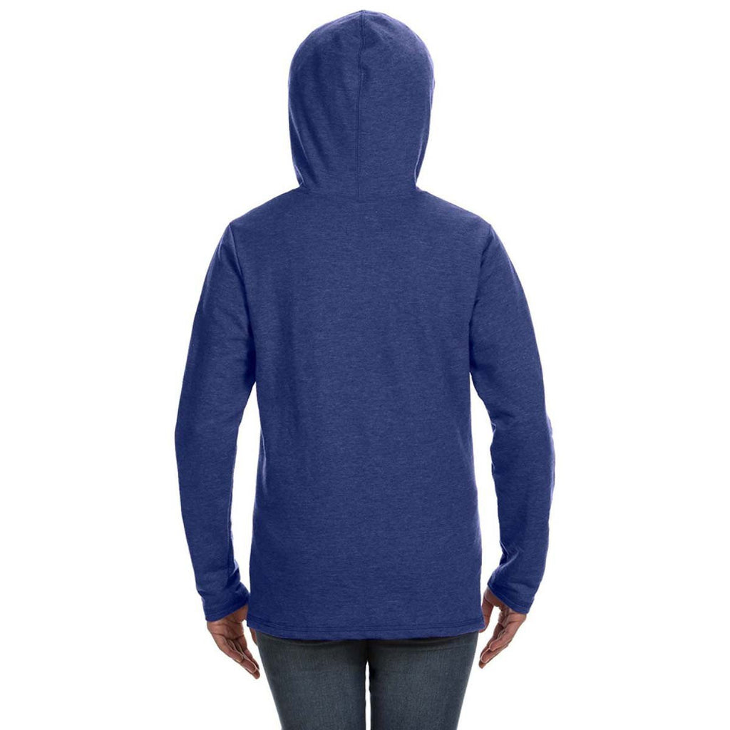 Anvil Women's Heather Blue Hooded French Terry Sweatshirt