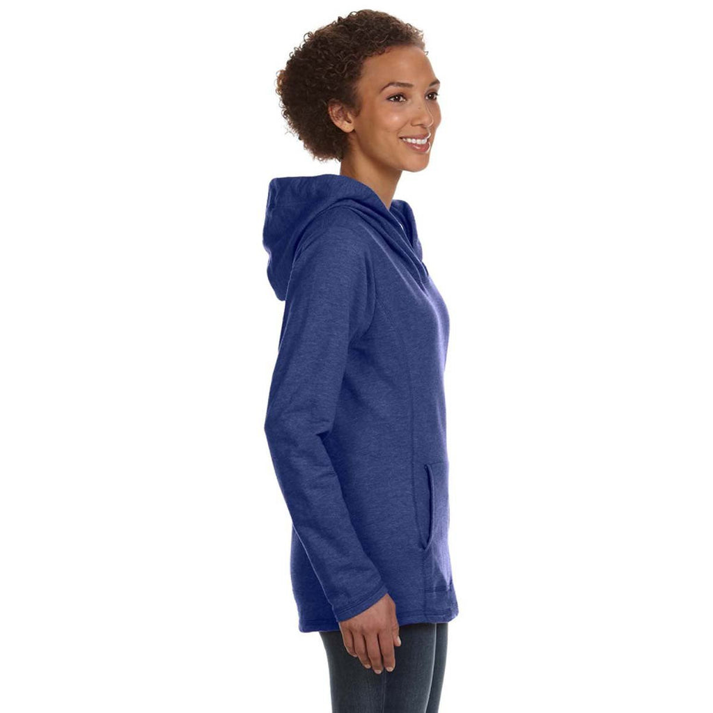 Anvil Women's Heather Blue Hooded French Terry Sweatshirt