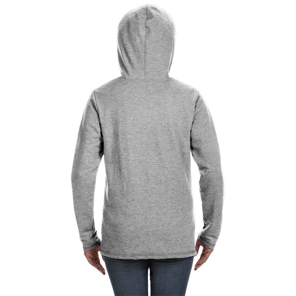 Anvil Women's Heather Grey Hooded French Terry Sweatshirt