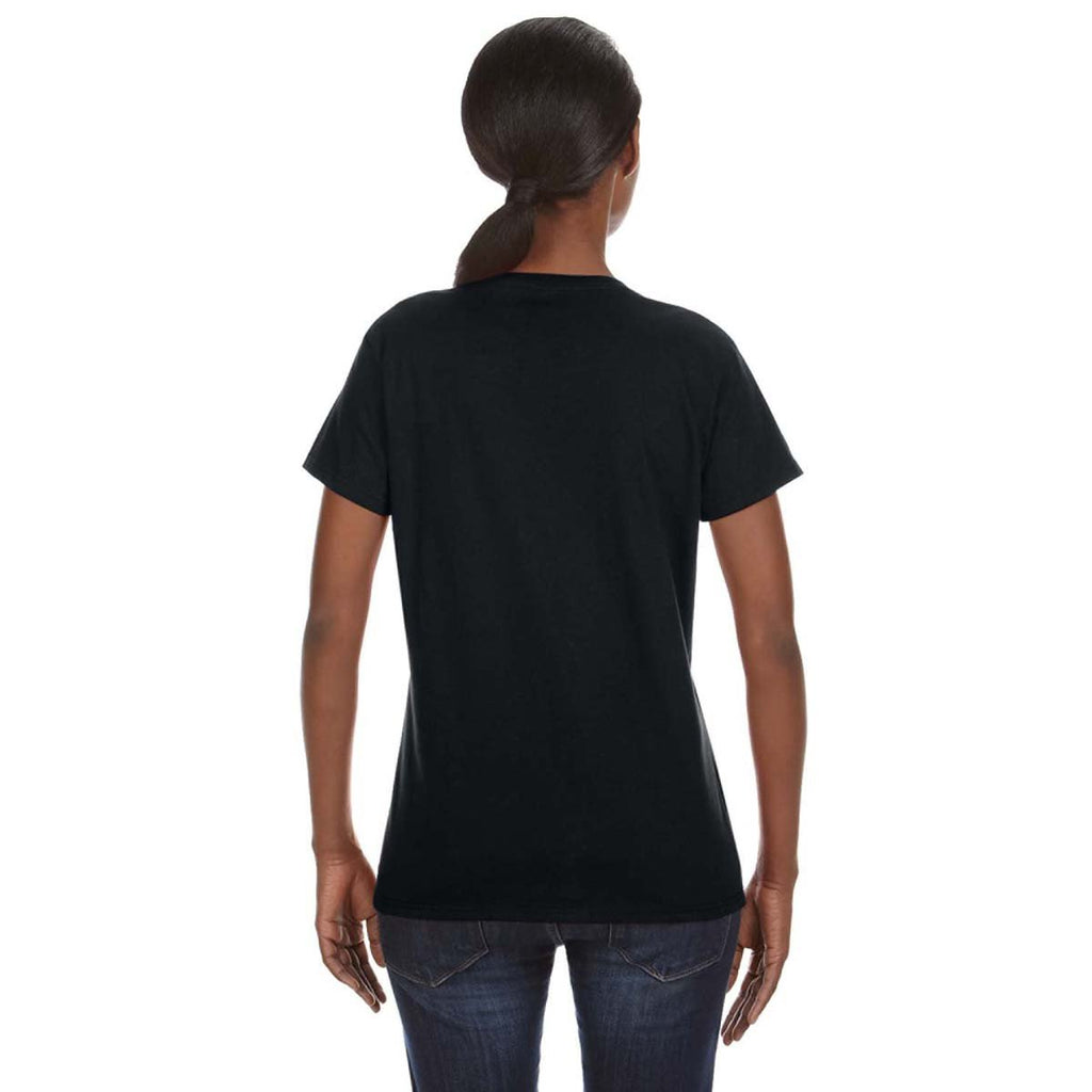 Anvil Women's Black Midweight Mid-Scoop T-Shirt