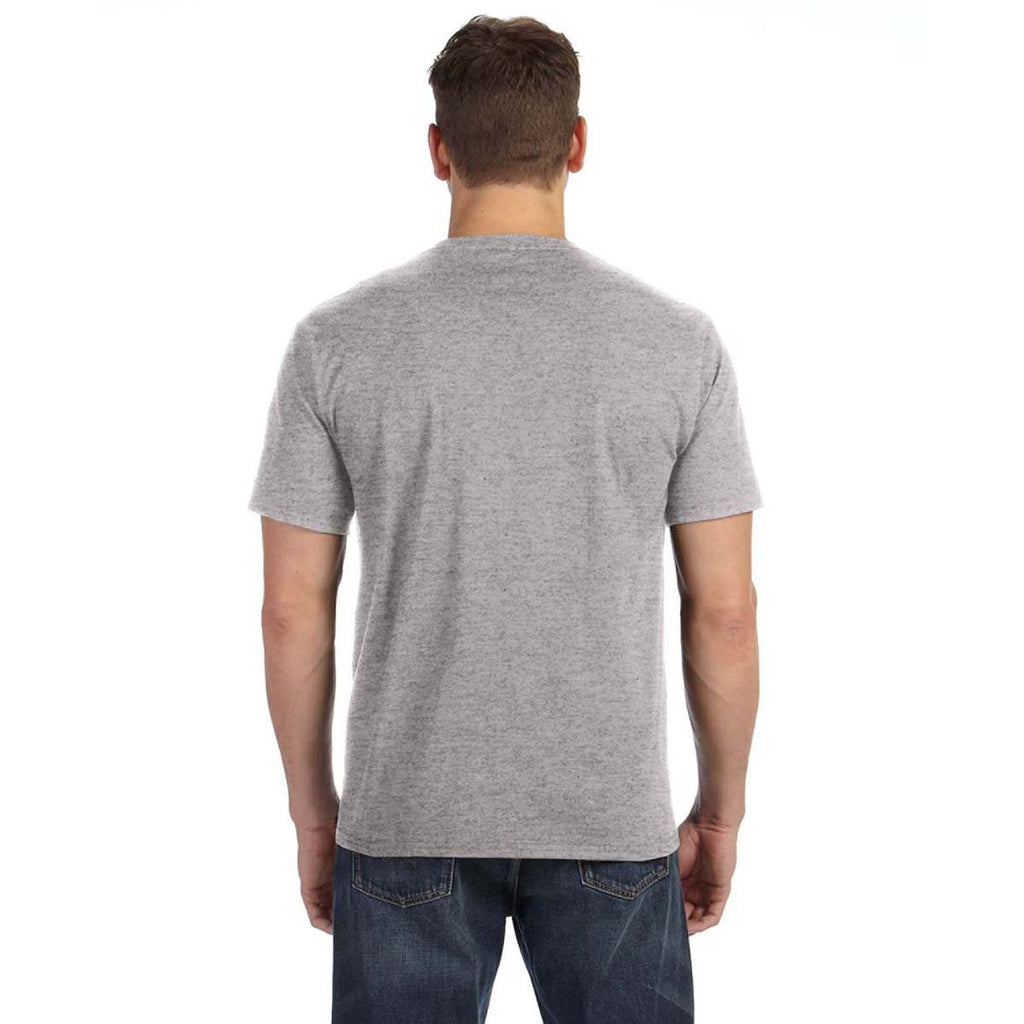 Anvil Men's Heather Grey Midweight Pocket T-Shirt
