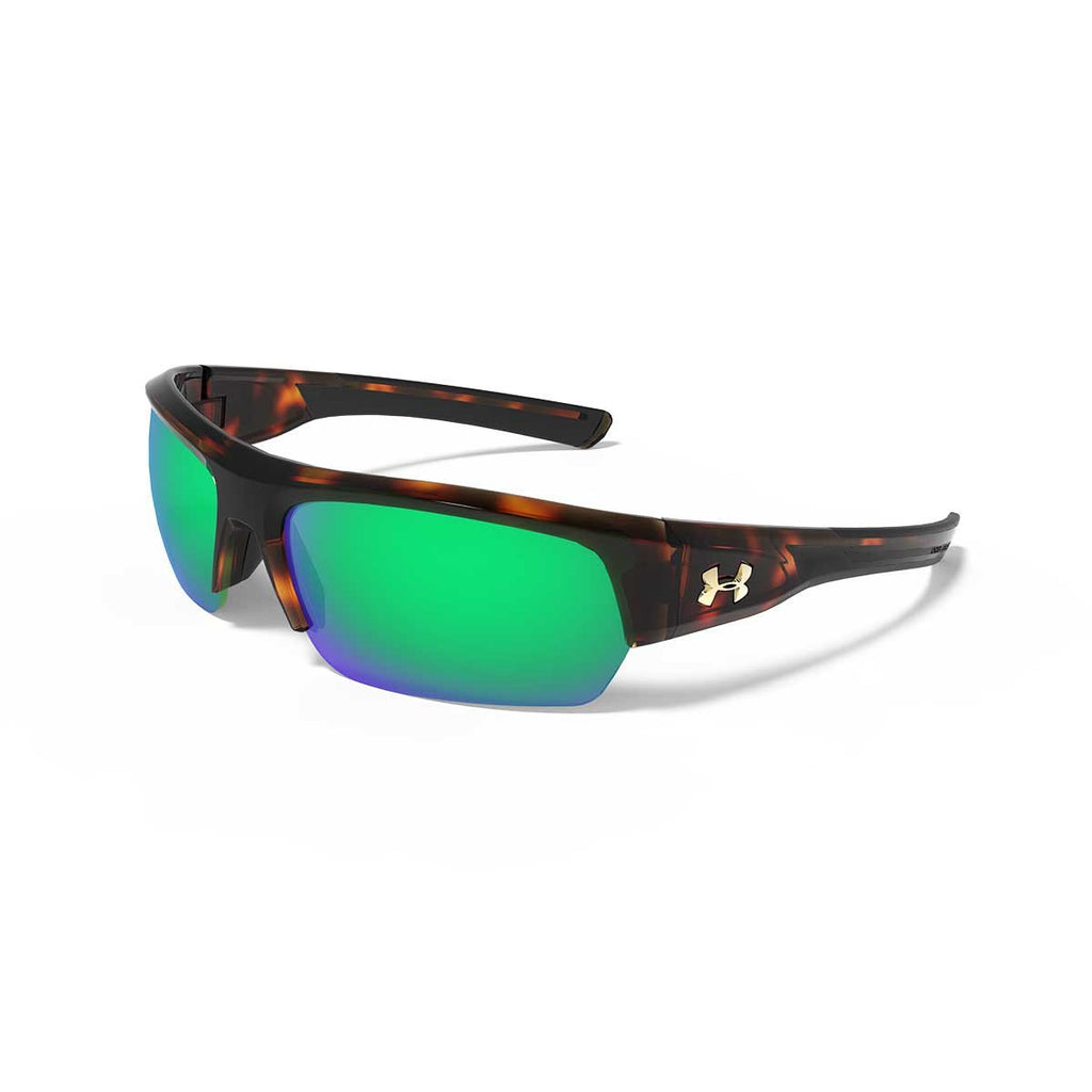 Under Armour Shiny Crystal Tortoise UA Big Shot Storm Polarized With Brown/Green Mirror Lens