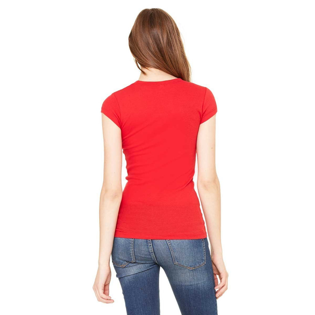 Bella + Canvas Women's Red Sheer Mini Rib Short-Sleeve T-Shirt