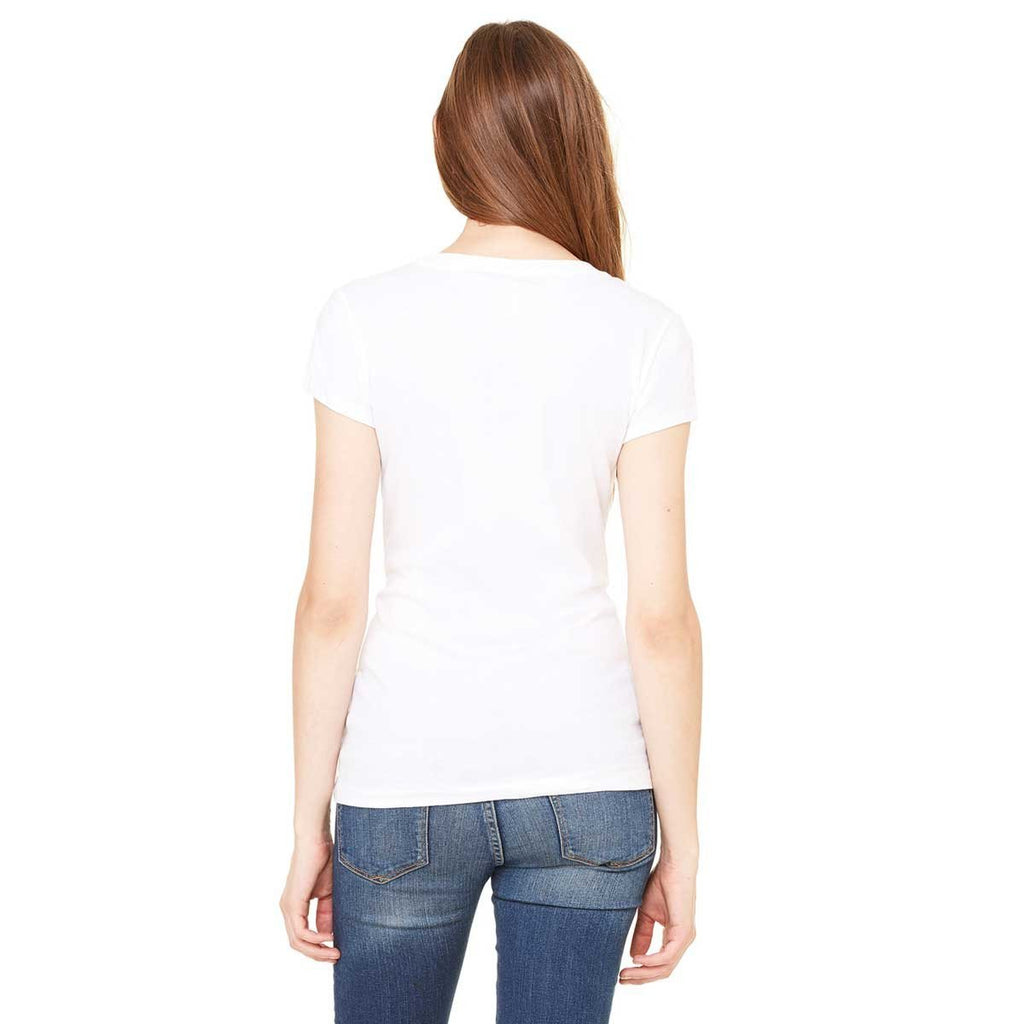 Bella + Canvas Women's White Sheer Mini Rib Short-Sleeve T-Shirt