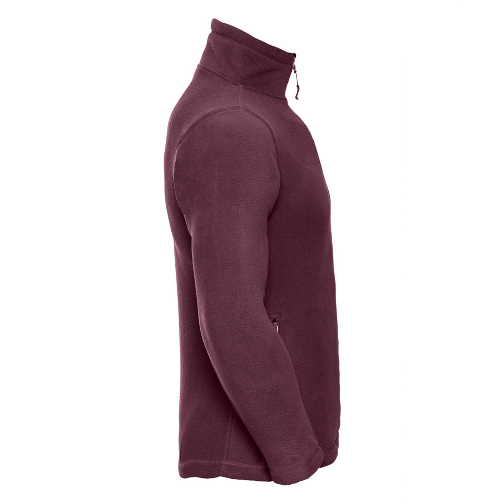Russell Men's Burgundy Zip Neck Outdoor Fleece