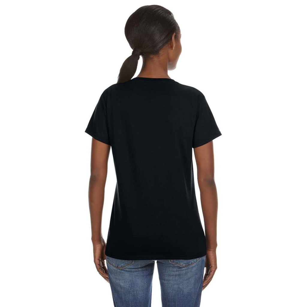 Anvil Women's Black Lightweight V-Neck T-Shirt