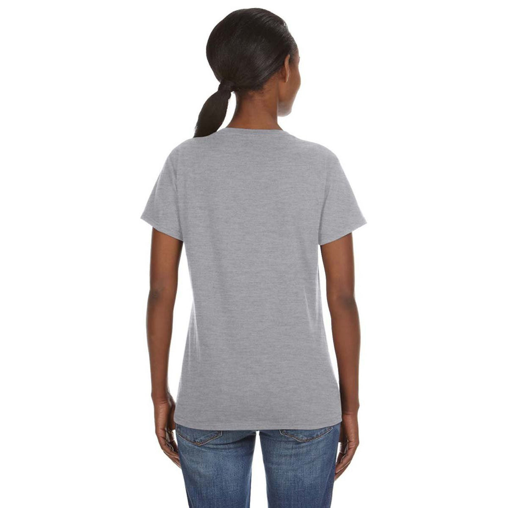 Anvil Women's Heather Grey Lightweight V-Neck T-Shirt