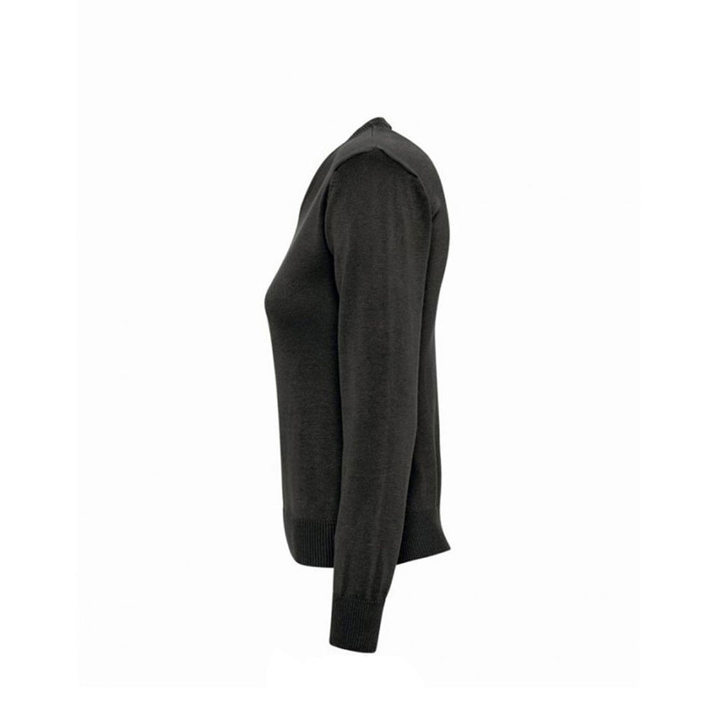 SOL'S Women's Black Galaxy Cotton Acrylic V Neck Sweater
