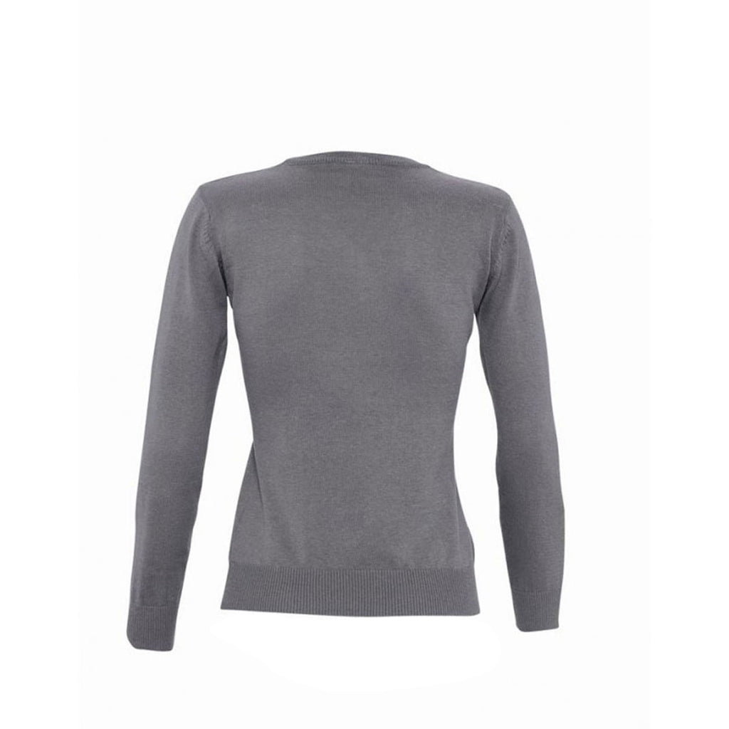 SOL'S Women's Medium Grey Galaxy Cotton Acrylic V Neck Sweater
