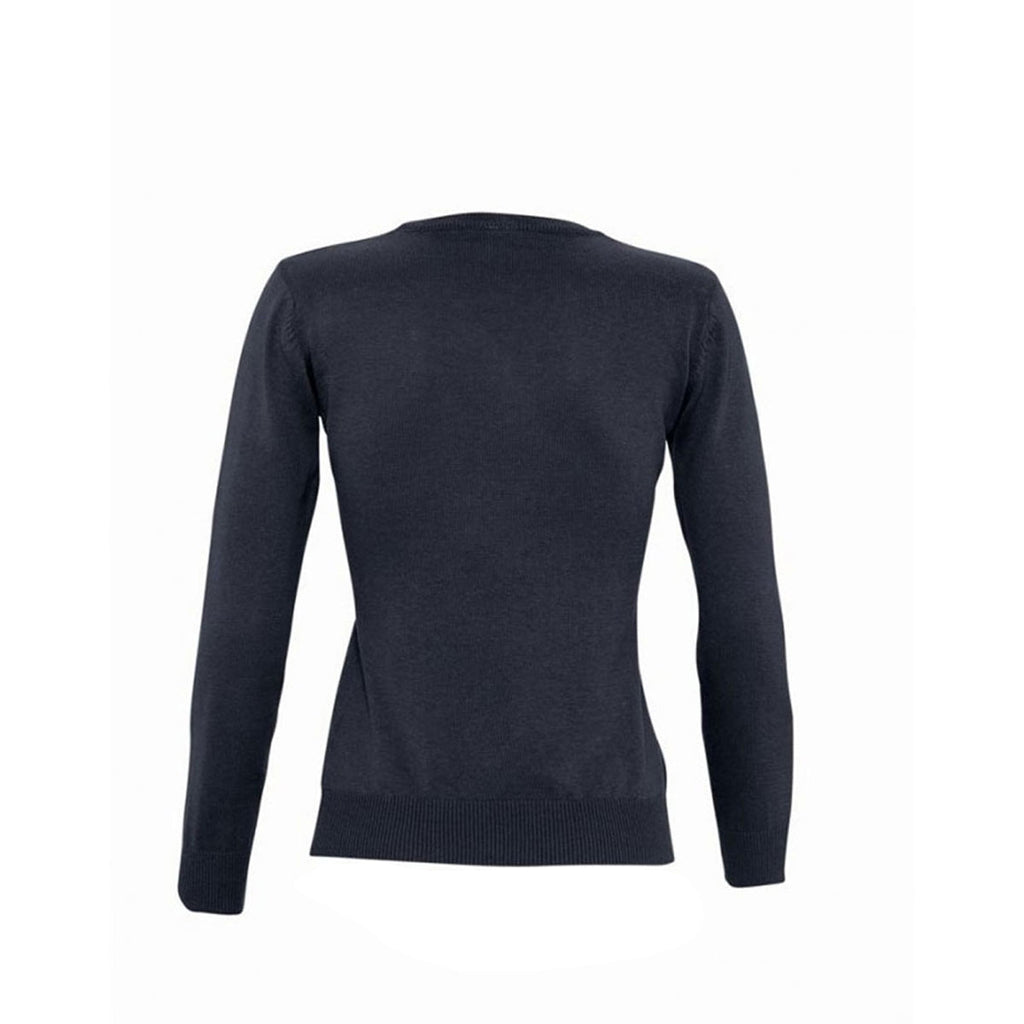 SOL'S Women's Navy Galaxy Cotton Acrylic V Neck Sweater