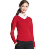 SOL'S Women's Red Galaxy Cotton Acrylic V Neck Sweater