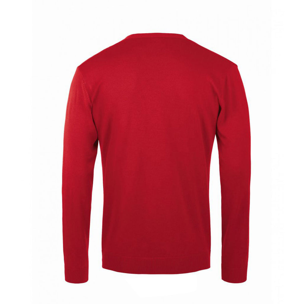 SOL'S Men's Red Golden Cotton Acrylic V Neck Cardigan