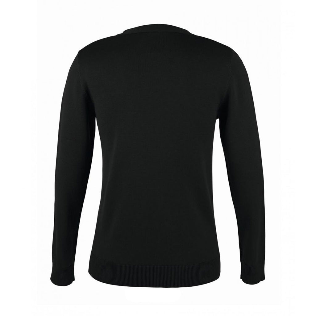 SOL'S Women's Black Golden Cotton Acrylic V Neck Cardigan