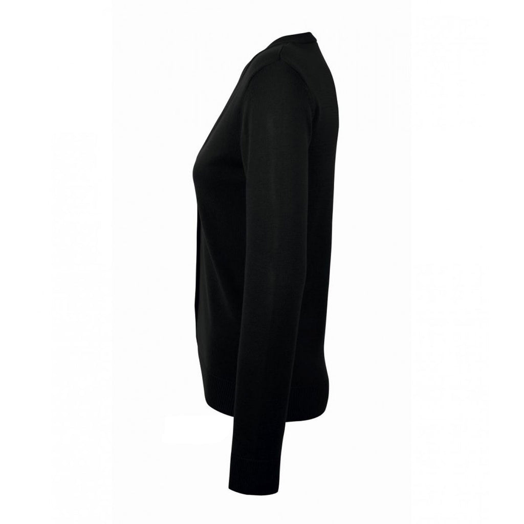 SOL'S Women's Black Golden Cotton Acrylic V Neck Cardigan