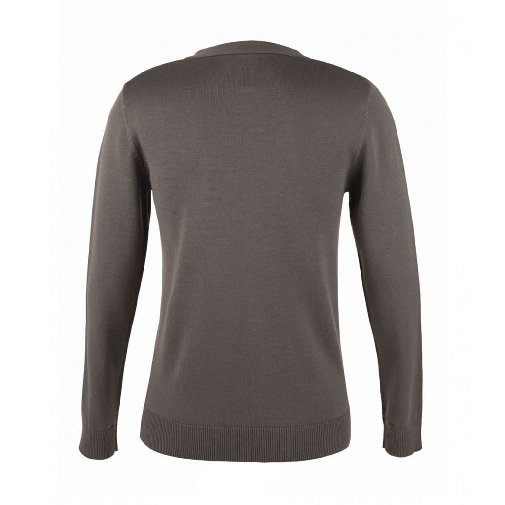 SOL'S Women's Medium Grey Golden Cotton Acrylic V Neck Cardigan