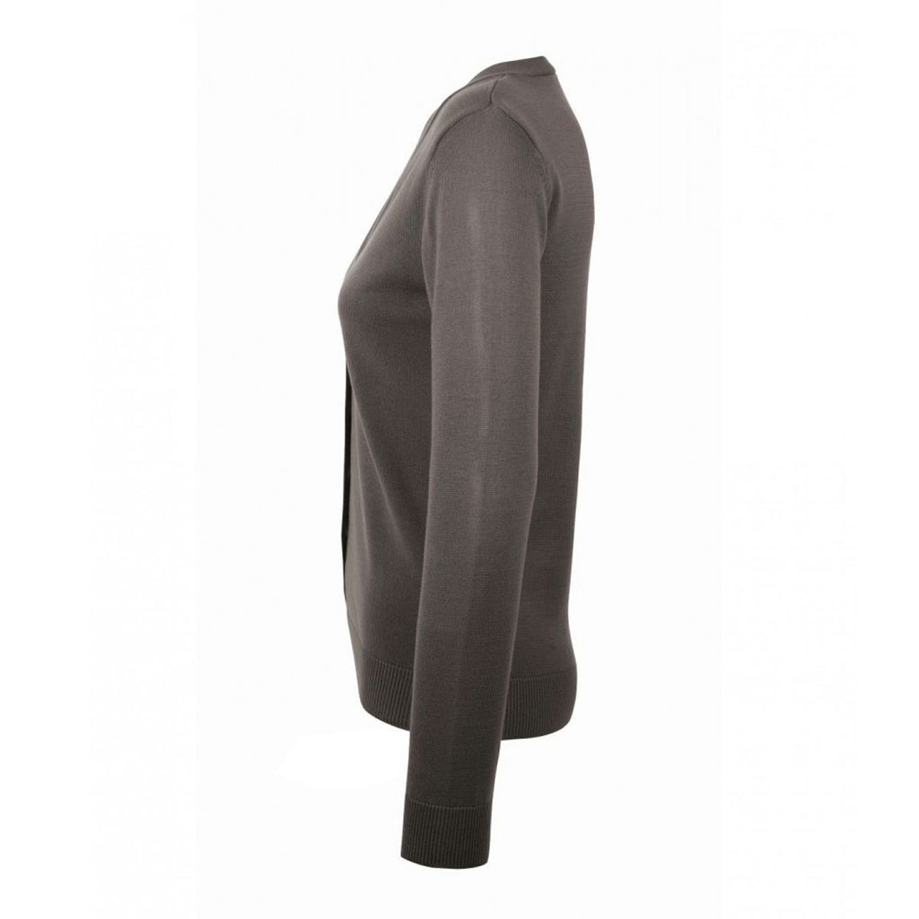 SOL'S Women's Medium Grey Golden Cotton Acrylic V Neck Cardigan