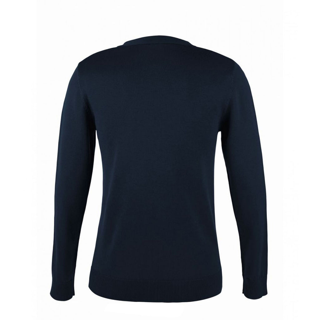 SOL'S Women's Navy Golden Cotton Acrylic V Neck Cardigan