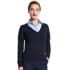 SOL'S Women's Navy Golden Cotton Acrylic V Neck Cardigan