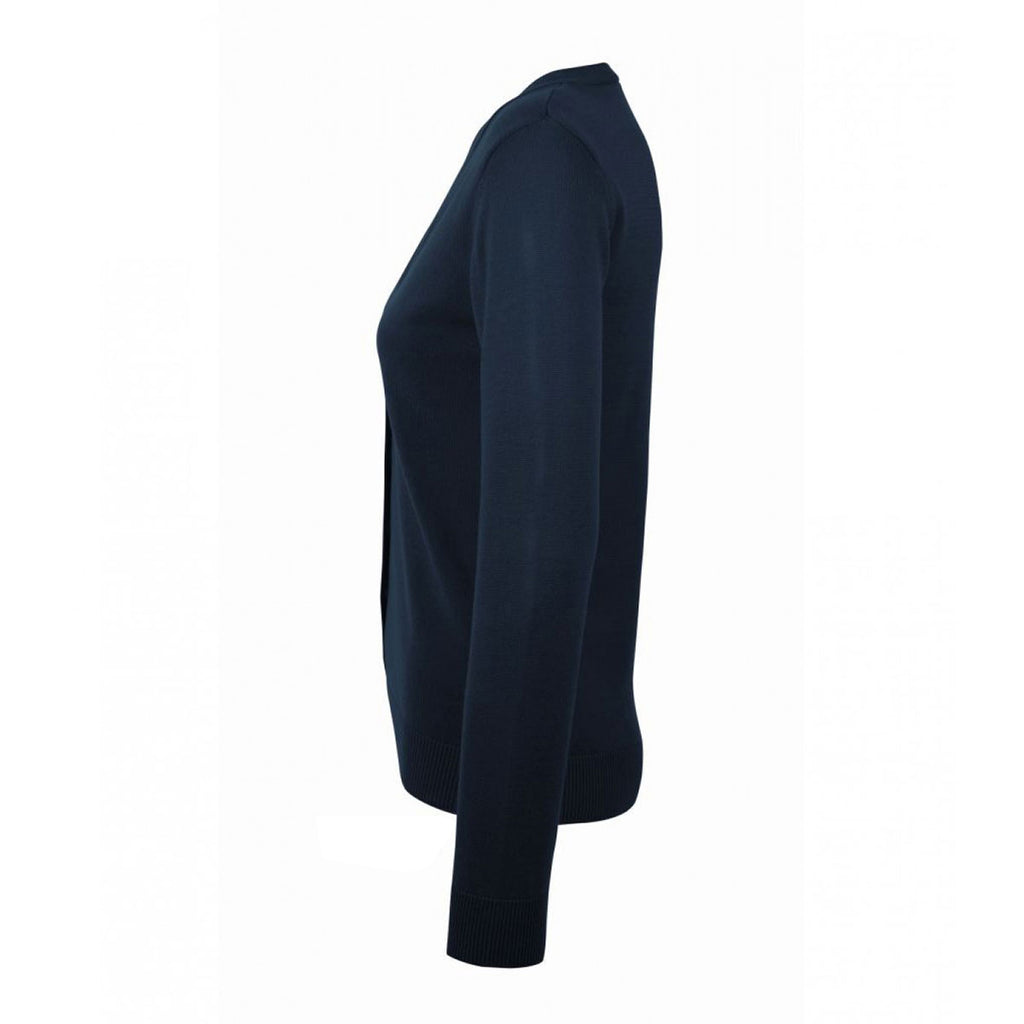 SOL'S Women's Navy Golden Cotton Acrylic V Neck Cardigan