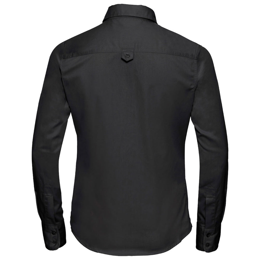 Russell Collection Women's Black Long Sleeve Classic Twill Shirt
