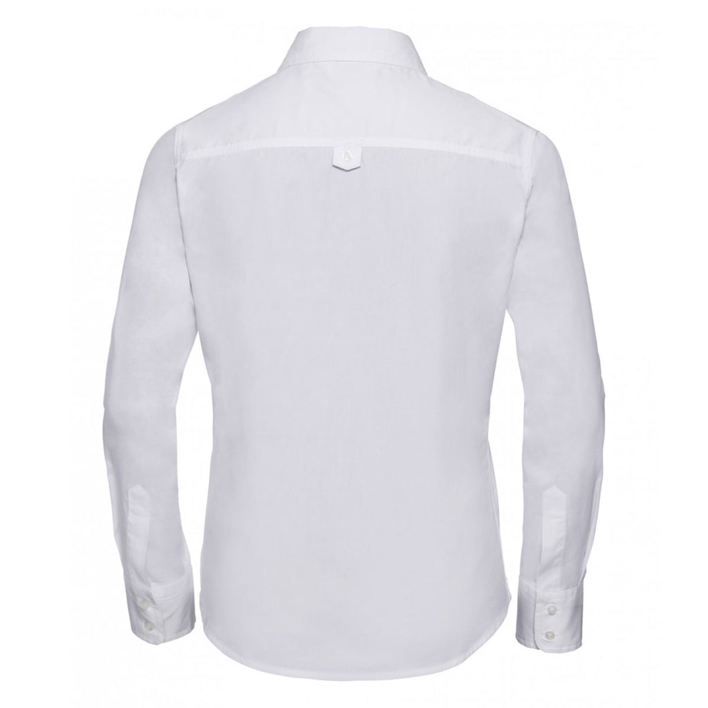 Russell Collection Women's White Long Sleeve Classic Twill Shirt