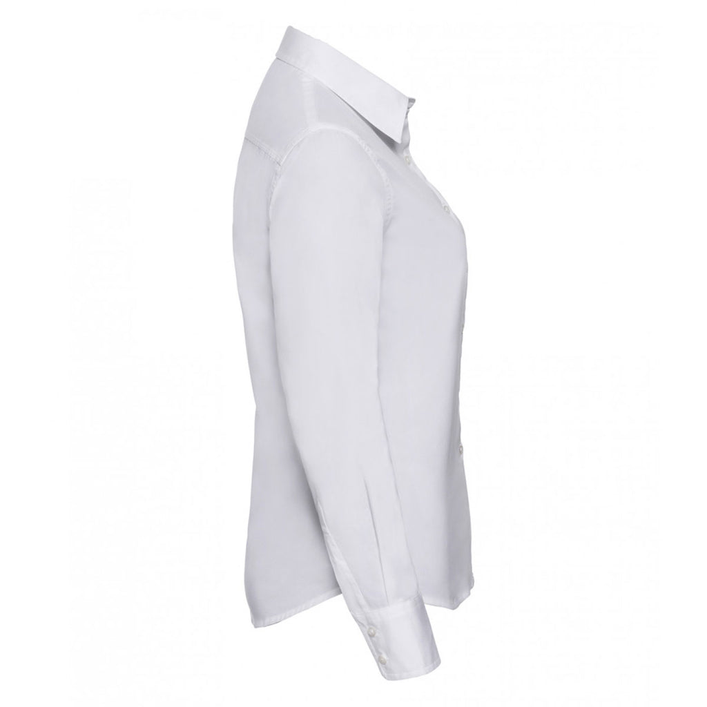 Russell Collection Women's White Long Sleeve Classic Twill Shirt