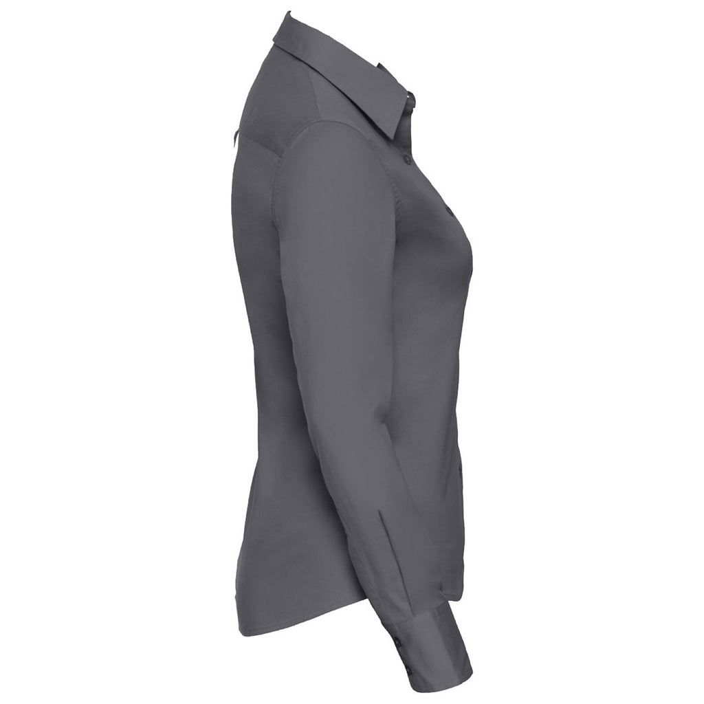 Russell Collection Women's Zinc Long Sleeve Classic Twill Shirt