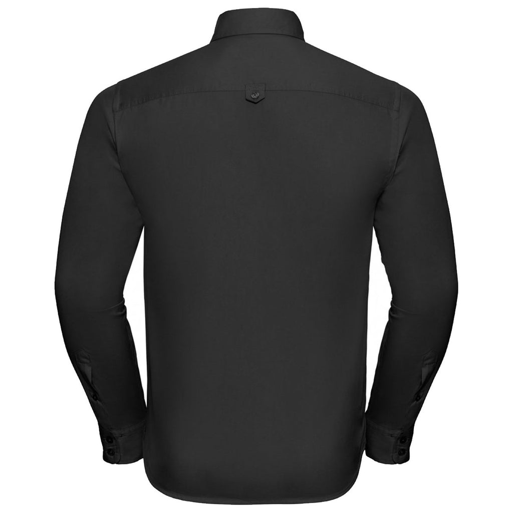 Russell Collection Men's Black Long Sleeve Classic Twill Shirt