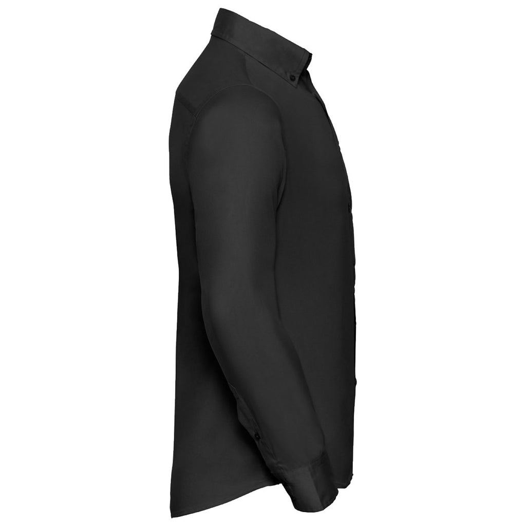 Russell Collection Men's Black Long Sleeve Classic Twill Shirt