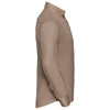 Russell Collection Men's Khaki Long Sleeve Classic Twill Shirt