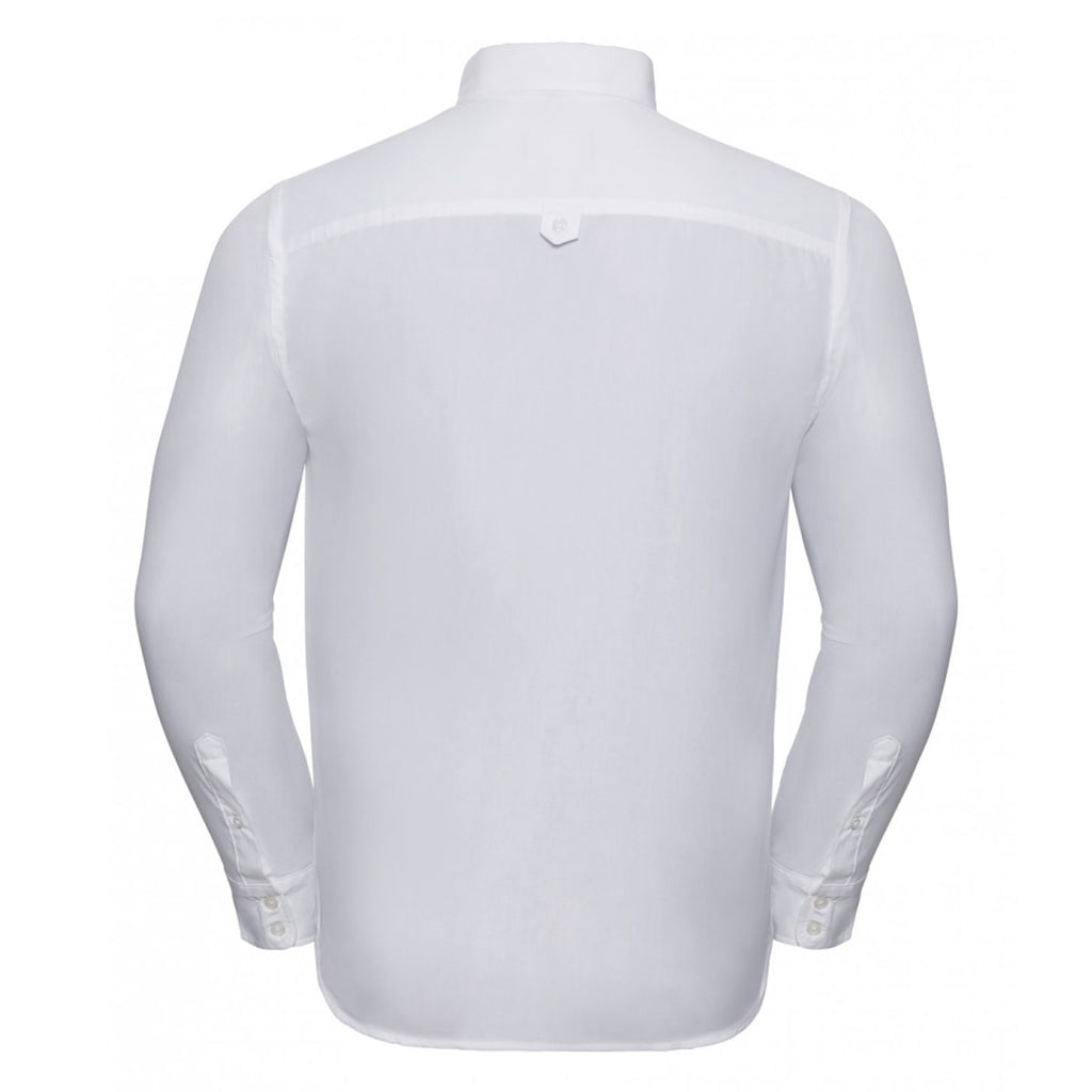Russell Collection Men's White Long Sleeve Classic Twill Shirt