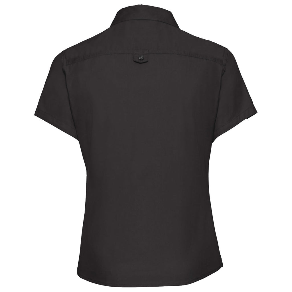 Russell Collection Women's Black Short Sleeve Classic Twill Shirt
