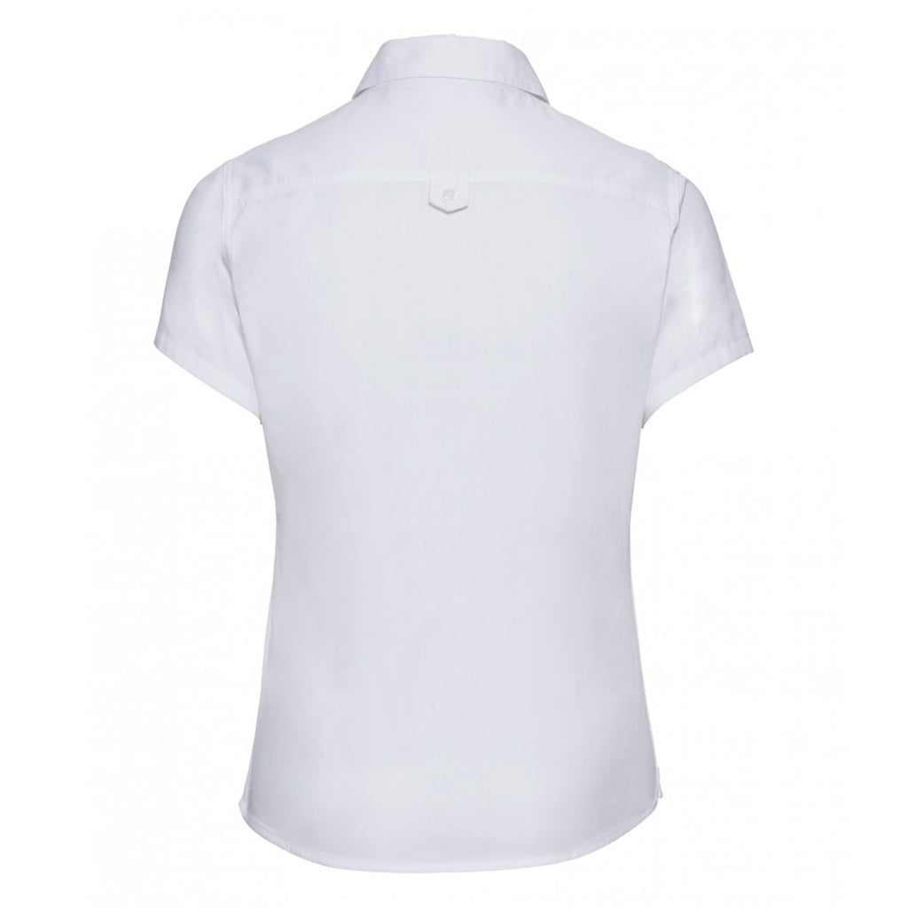 Russell Collection Women's White Short Sleeve Classic Twill Shirt
