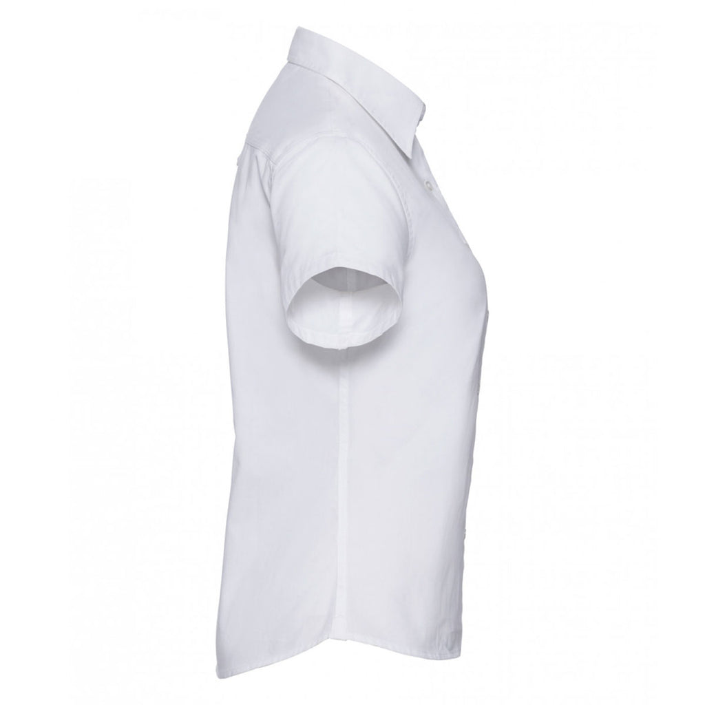 Russell Collection Women's White Short Sleeve Classic Twill Shirt