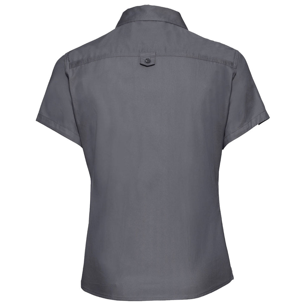 Russell Collection Women's Zinc Short Sleeve Classic Twill Shirt