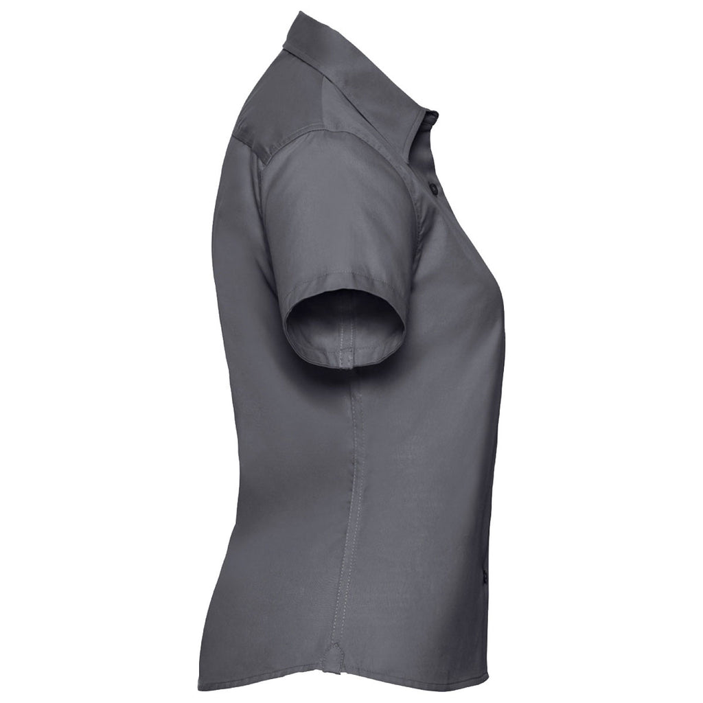 Russell Collection Women's Zinc Short Sleeve Classic Twill Shirt