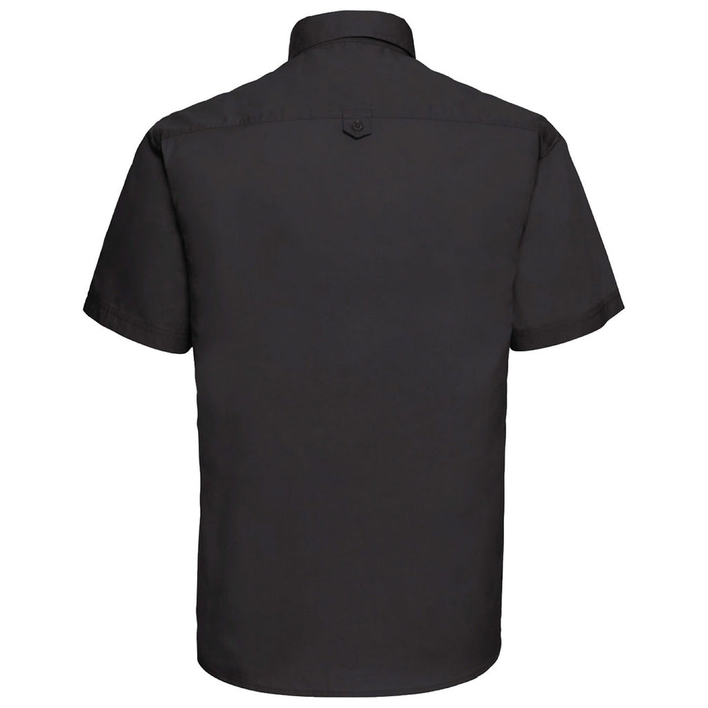 Russell Collection Men's Black Short Sleeve Classic Twill Shirt