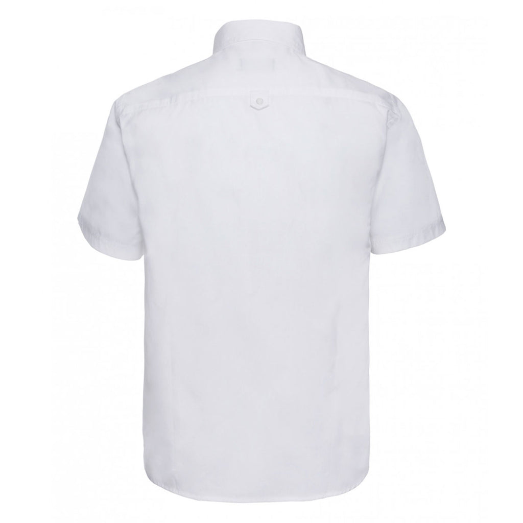 Russell Collection Men's White Short Sleeve Classic Twill Shirt