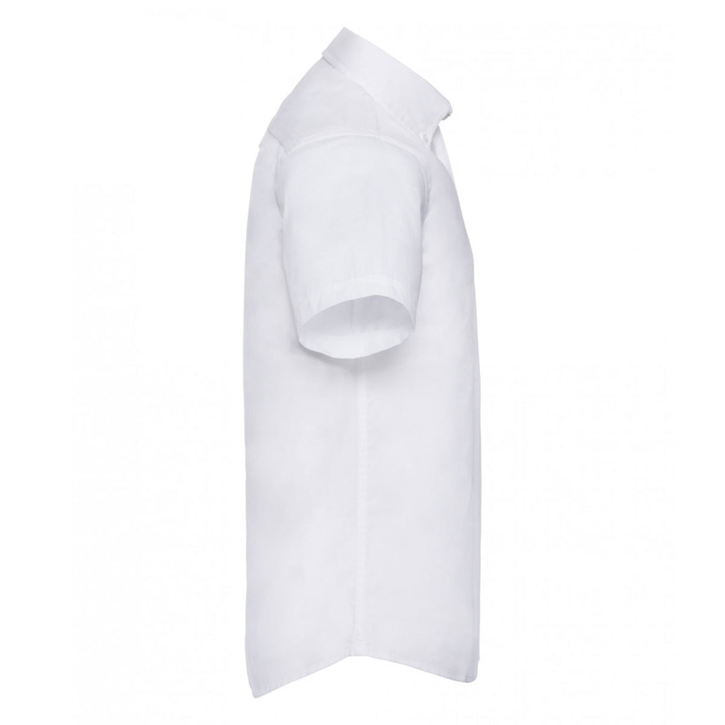 Russell Collection Men's White Short Sleeve Classic Twill Shirt