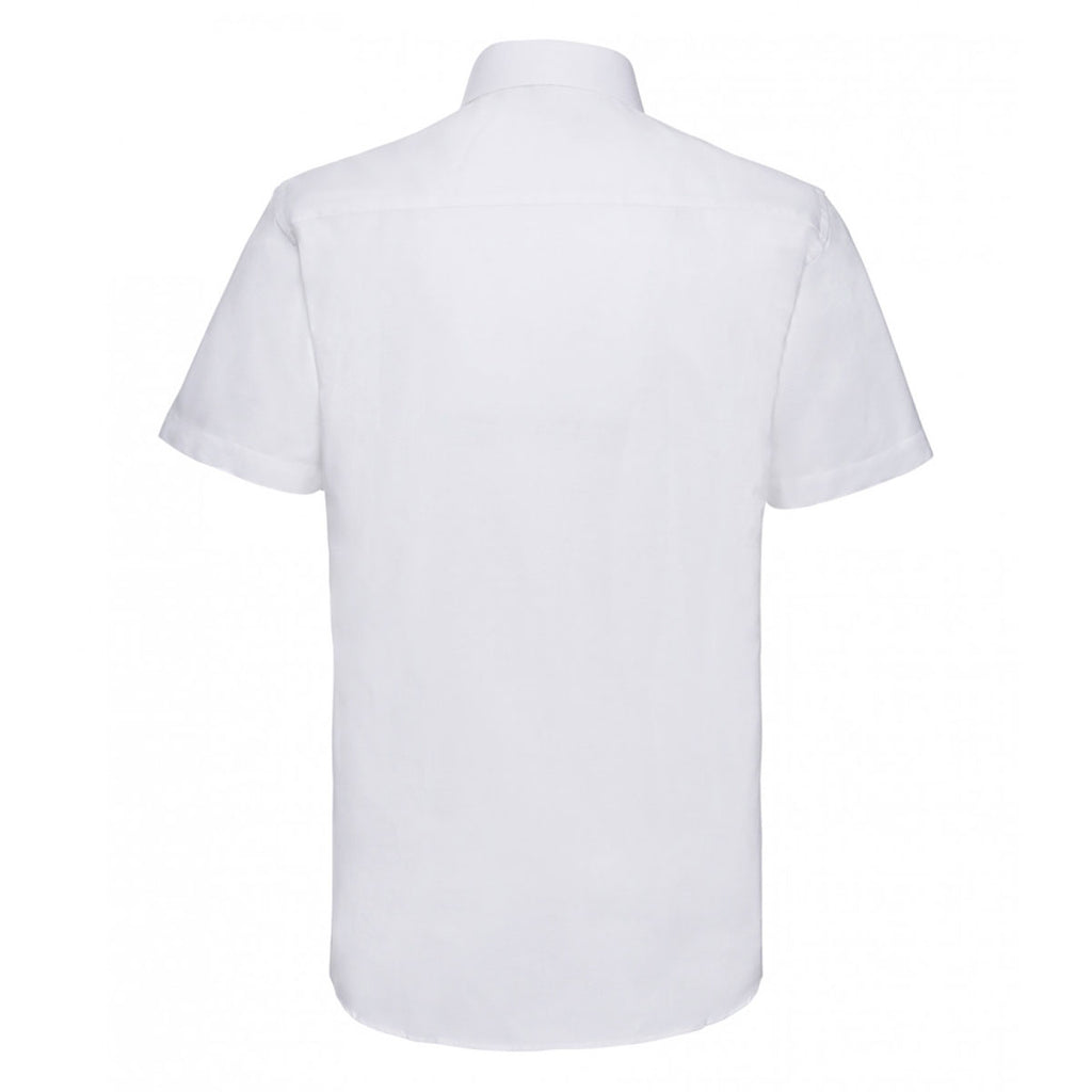 Russell Collection Men's White Short Sleeve Tailored Oxford Shirt