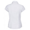 Russell Collection Women's White Cap Sleeve Fitted Poplin Shirt