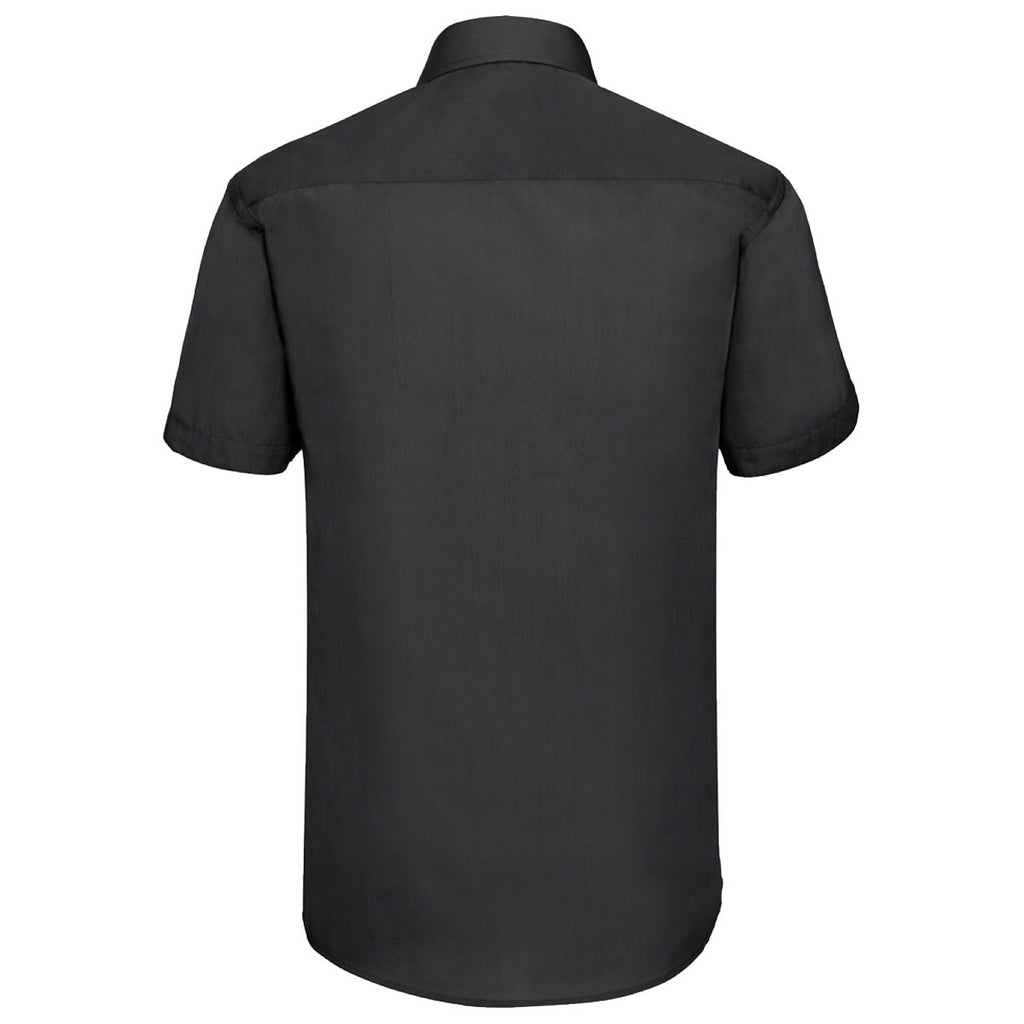 Russell Collection Men's Black Short Sleeve Tailored Poplin Shirt