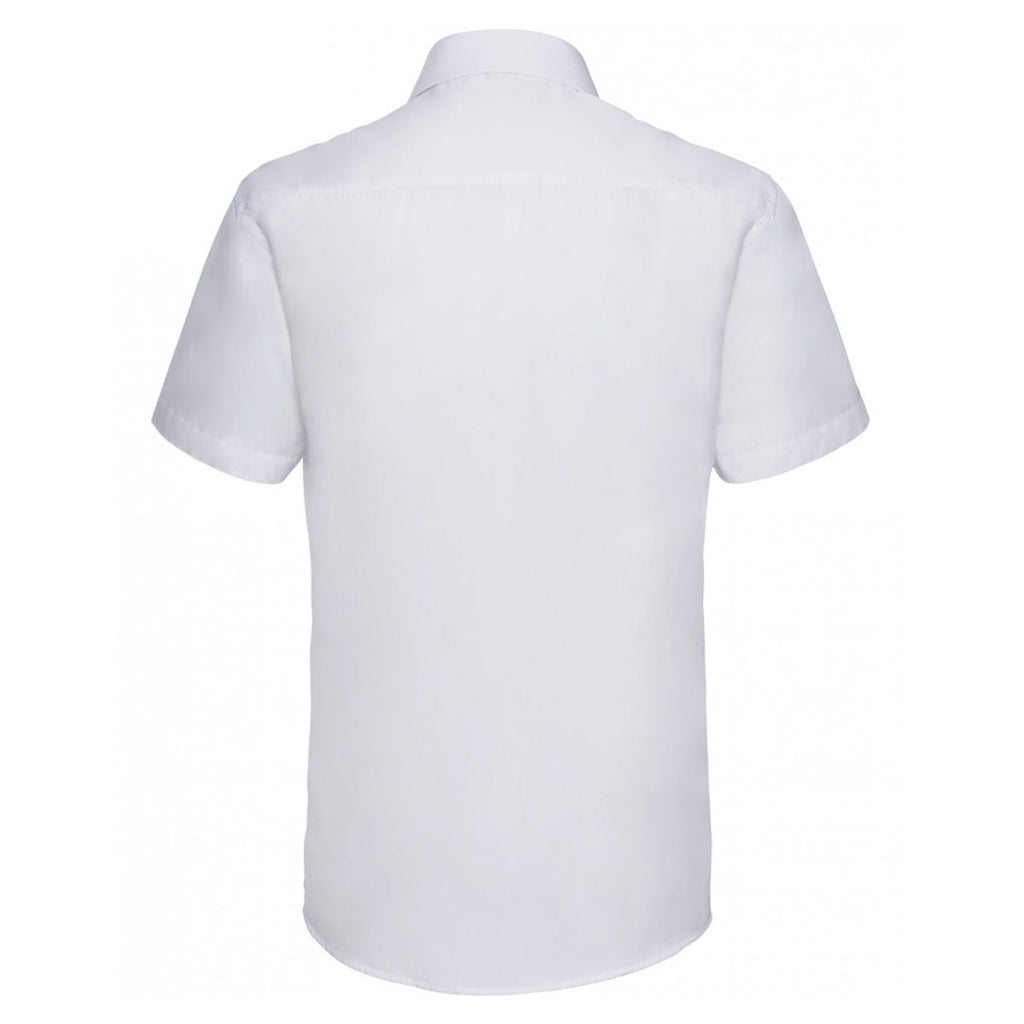 Russell Collection Men's White Short Sleeve Tailored Poplin Shirt