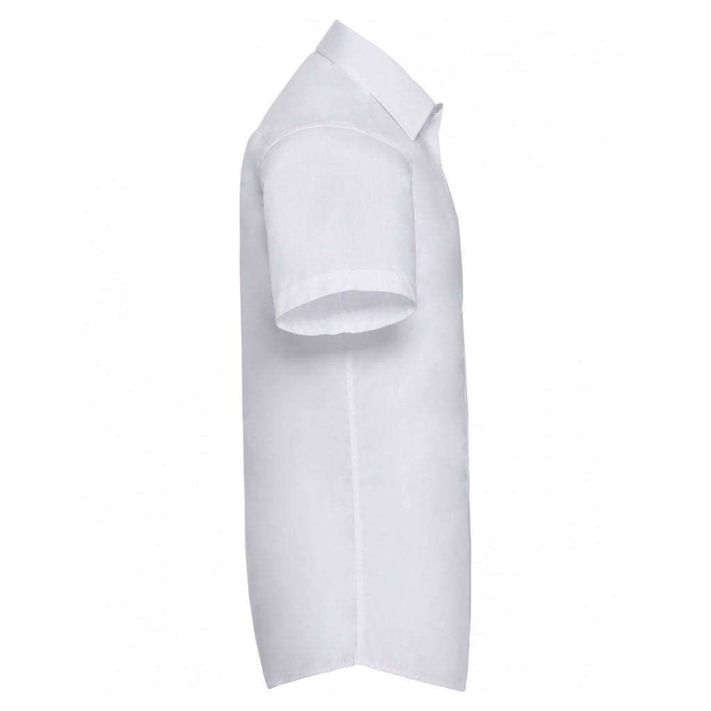 Russell Collection Men's White Short Sleeve Tailored Poplin Shirt