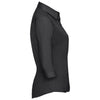 Russell Collection Women's Black 3/4 Sleeve Fitted Poplin Shirt