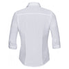 Russell Collection Women's White 3/4 Sleeve Fitted Poplin Shirt