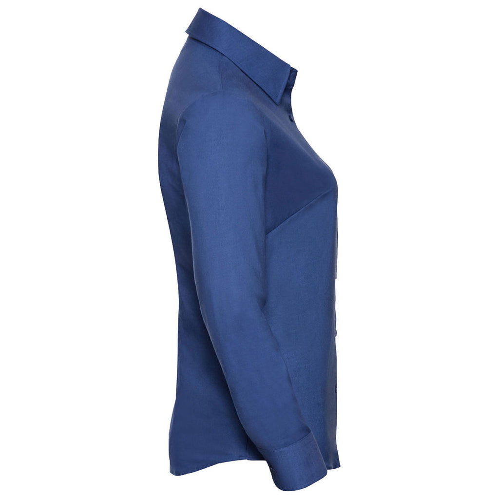 Russell Collection Women's Aztec Blue Long Sleeve Easy Care Oxford Shirt