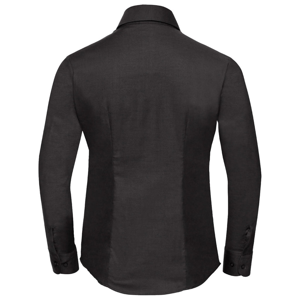 Russell Collection Women's Black Long Sleeve Easy Care Oxford Shirt